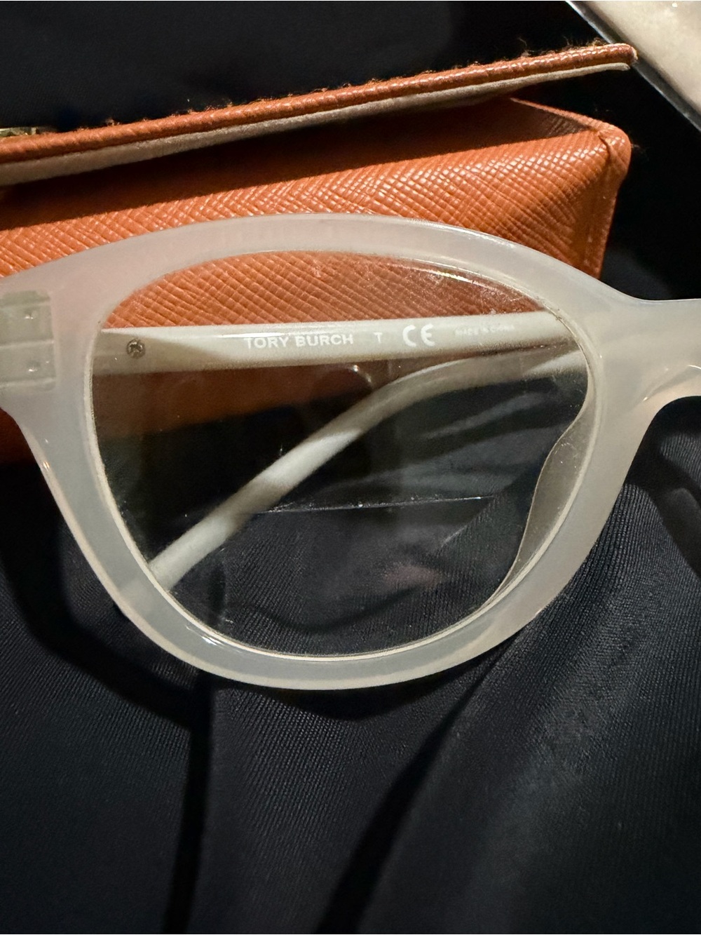 Tory Burch Frosted White slight pink Cat-Eye Sunglasses with Gold Logo Accents - Picture 7 of 11